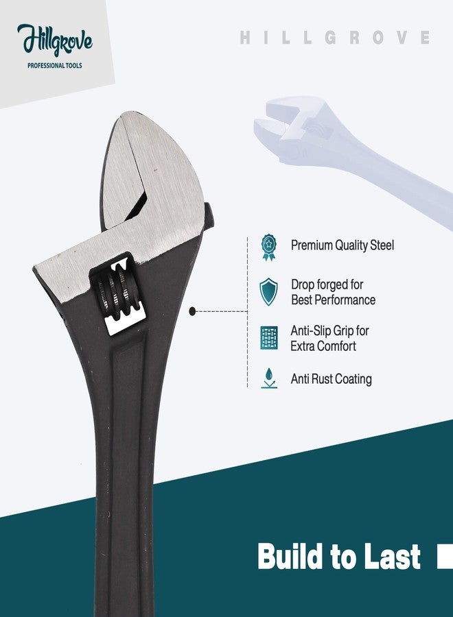 Hillgrove Universal Multi-Function Professional 10 inch with 0-30mm Opening Capacity Adjustable Wrench Spanner Hand Tool Single Sided Open End Wrench (Pack of 1) - Image 2